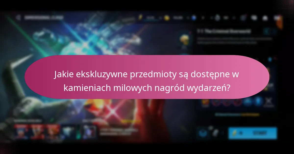 Jakie ekskluzywne przedmioty są dostępne w kamieniach milowych nagród wydarzeń?